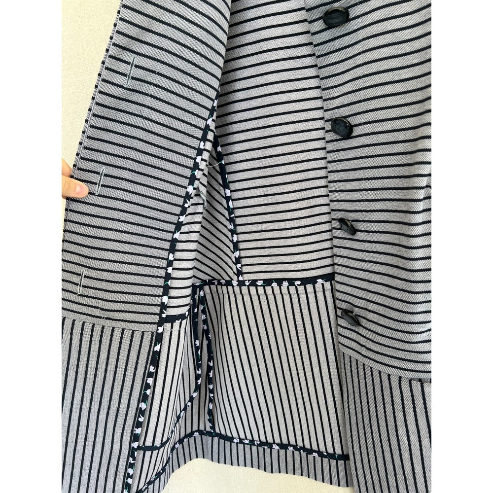 CAbi Women's Dappled Stripe Car Coat Jacket‎ Size Small Cotton Blend Navy Blue - Picture 6 of 12